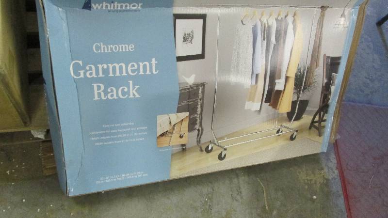 lot 97 image: Whitmor Folding Chrome Garment Rack...