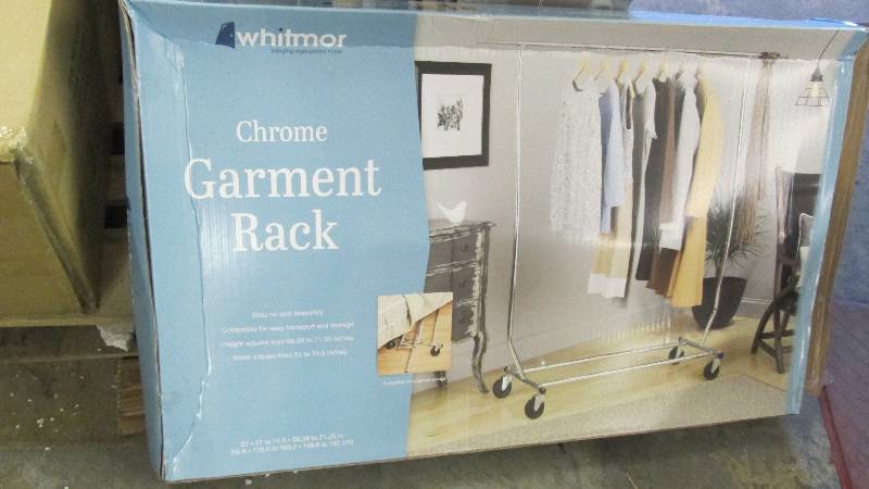 lot 98 image: Whitmor Folding Chrome Garment Rack...