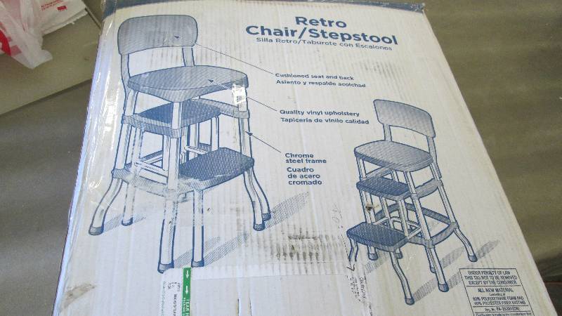 lot 112 image: Counter-Height Retro Step Stool ope...