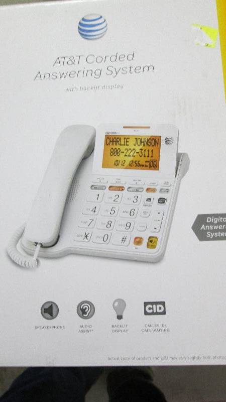 lot 189 image: AT&T Corded phone with Answering Sy...