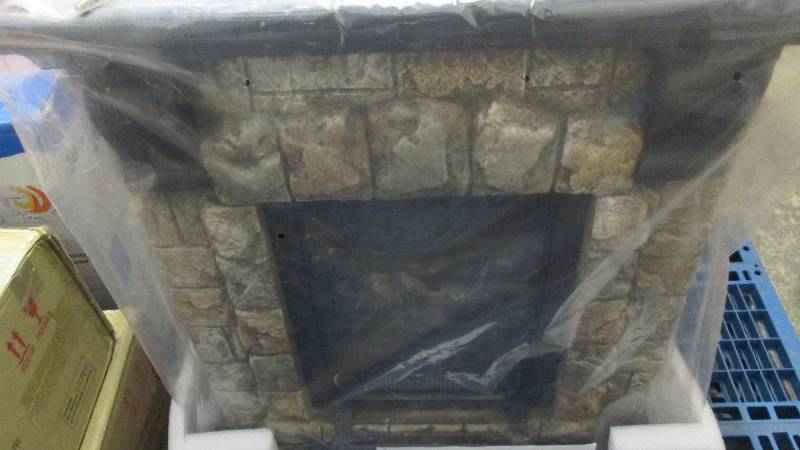 lot 219 image: Faux Stone Fireplace open box, unte...