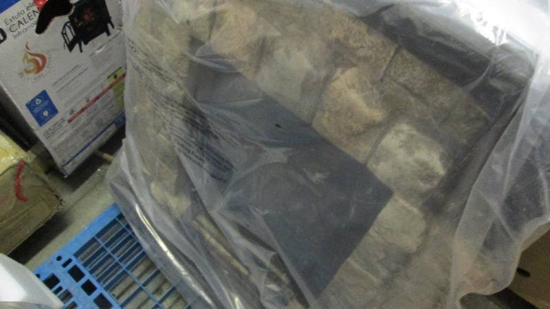 lot 220 image: Faux Stone Fireplace open box, unte...