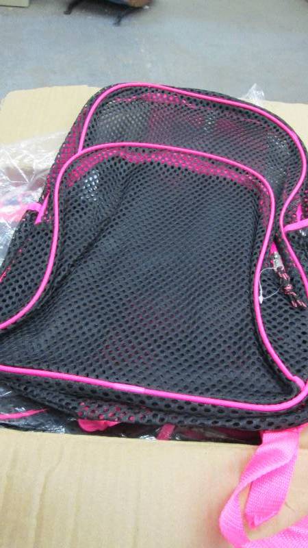 lot 263 image: Lot of 7 BlackHot Pink Mesh BackPa...