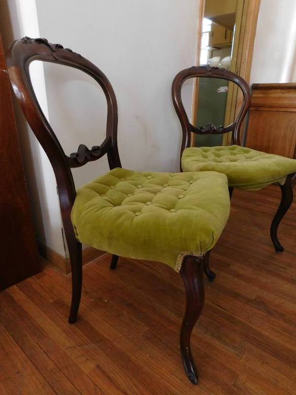 lot 3 image: Two Velvet Covered Side Chairs