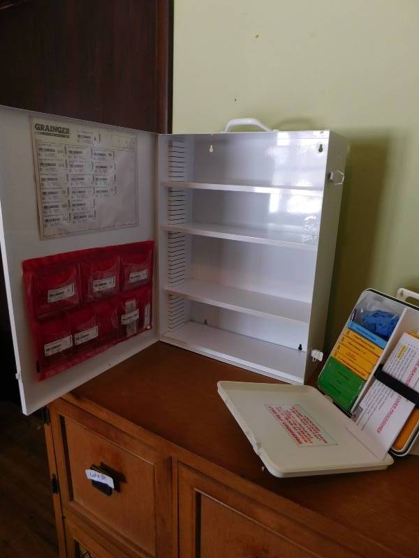 lot 41 image: Grainger First Aide Storage Cabinet & Severe Weather Kit
