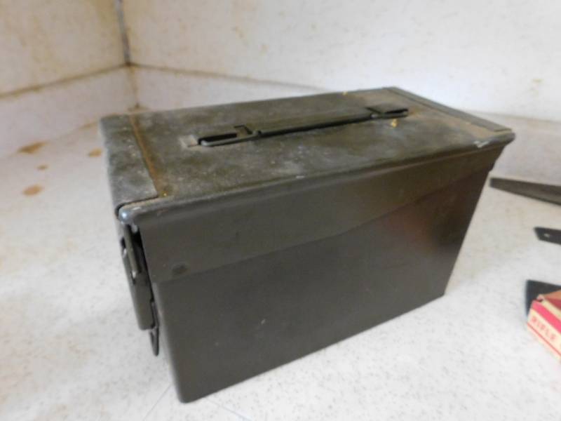 lot 100 image: Military Storage Box & Rifle Cleaning Kit