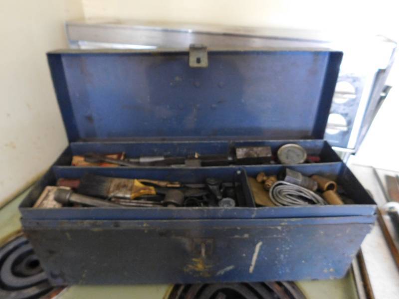lot 108 image: Vintage Tool Box with Tools