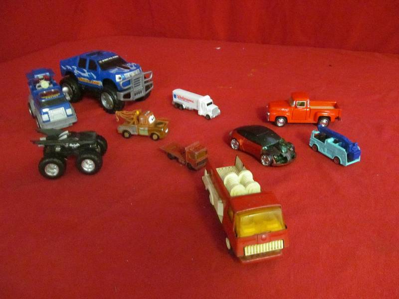 trucks, cars
