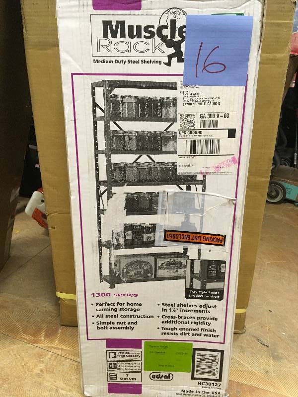 Edsal 60 in. H x 30 in. W x 12 in. D Steel Canning Shelving Unit in Gray 1300 series not used