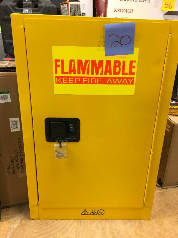 Edsal 35 in. H x 23 in.W x 18 in. D Steel Freestanding Flammable Liquid Safety Single-Door Storage Cabinet in Yellow not used