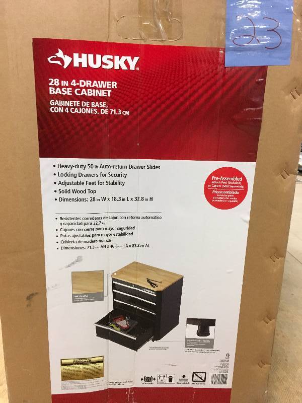 Husky - 4-Drawer Garage Cabinet - 33 H x 28 W x 18 in. new