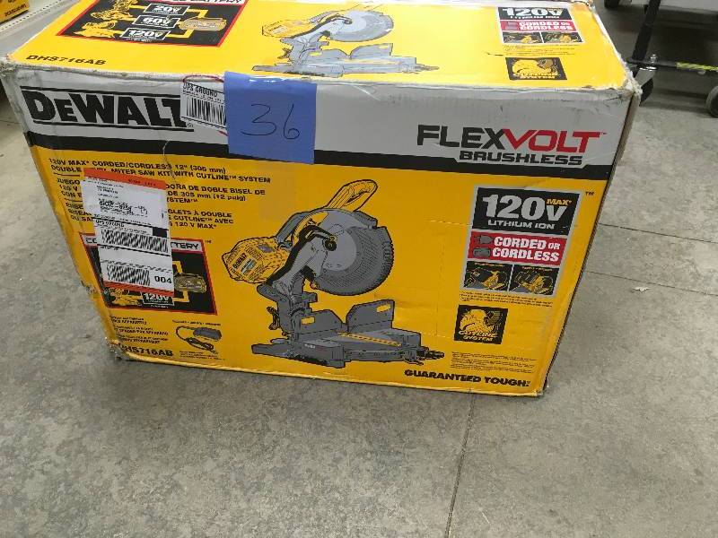 Dewalt FLEXVOLT 120-Volt MAX Lithium-Ion Cordless Brushless 12 in. Compound Miter Saw with AC Adapter (Tool-Only) in like new condition