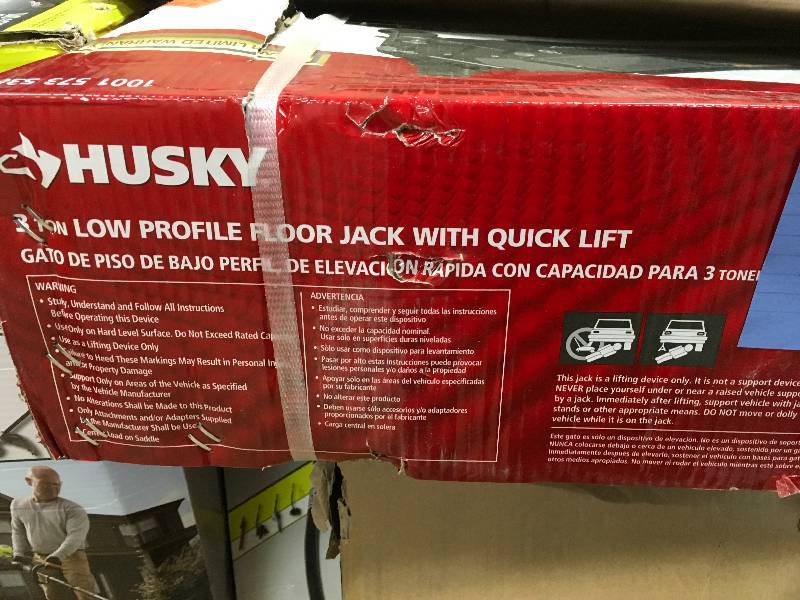 Husky 3 Ton Low Profile Floor Jack With Speedy Lift Open Box Never
