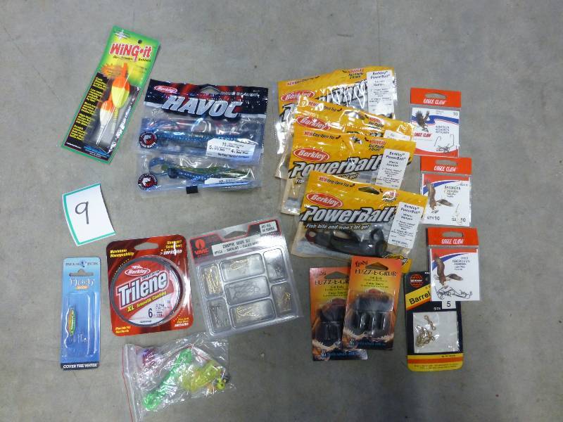 lot of fishing hooks, plastic baits...