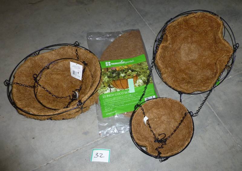 Two 2 tier hanging baskets with coc...