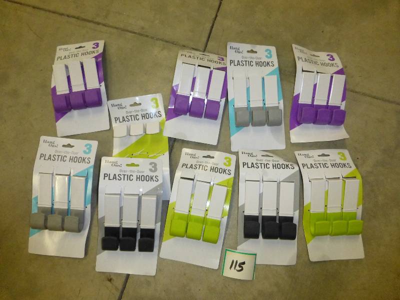 10 sets of 3 over the door hooks...