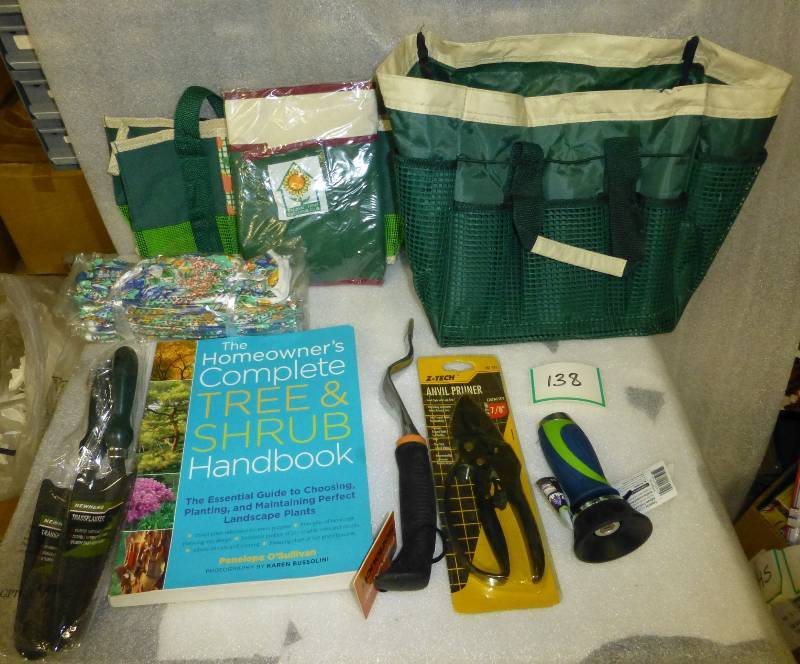 Two garden shovels, anvil pruner, f...