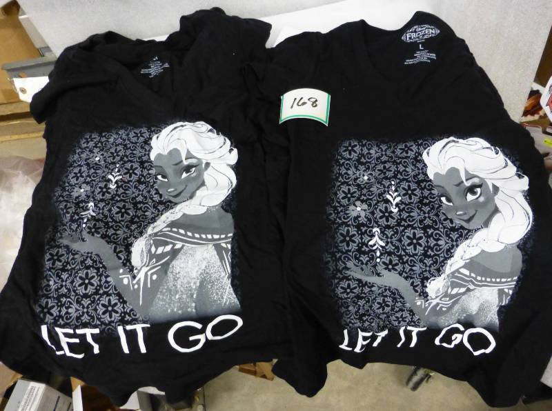 new frozen tshirts 3 med and 2 larg...