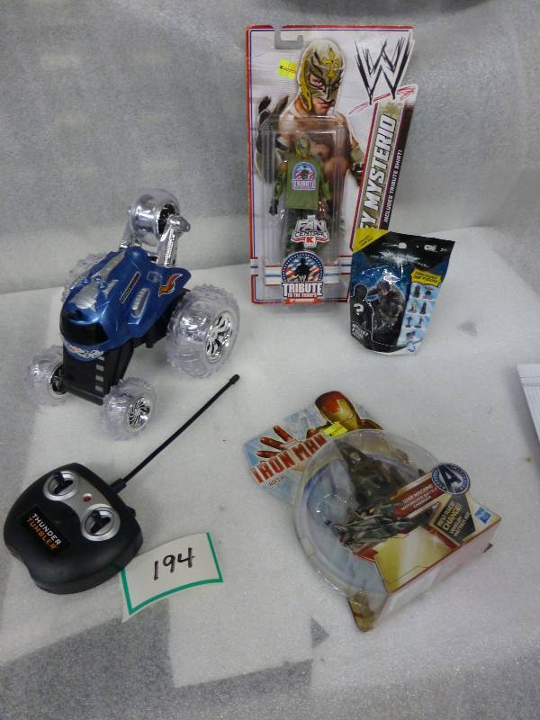 new toy figures, remote control car...