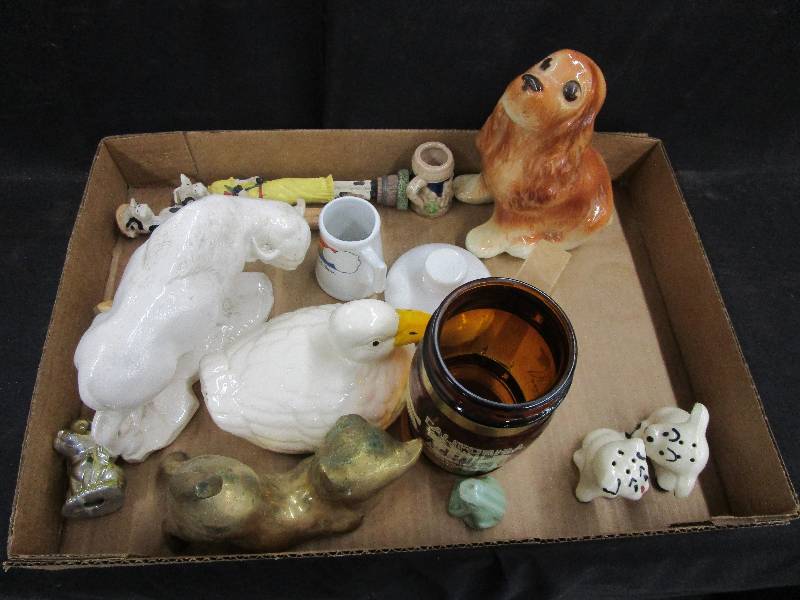 lot 78 image: Salt and Pepper Shakers and Various Glassware and Figurines