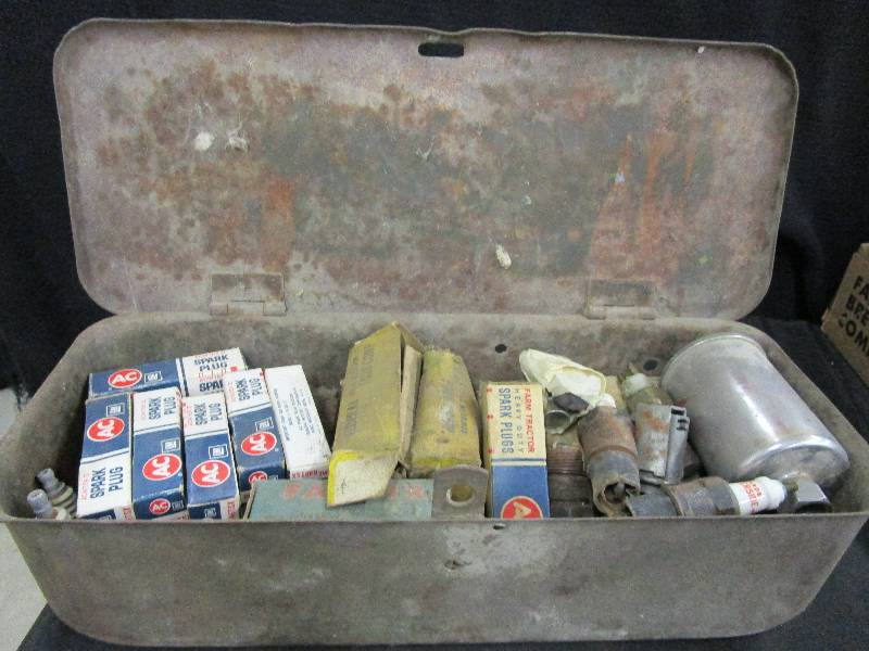 lot 81 image: Tractor Box Full odf Spark Plugs and Misc