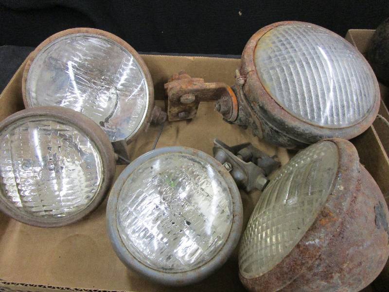 lot 82 image: Old Glass Tractor Car Lights