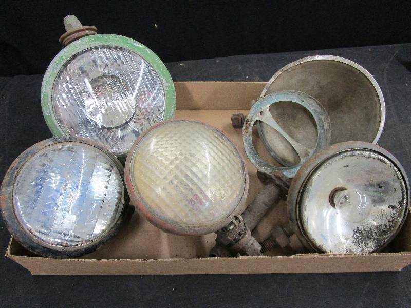 lot 83 image: Old Glass Tractor Car Lights
