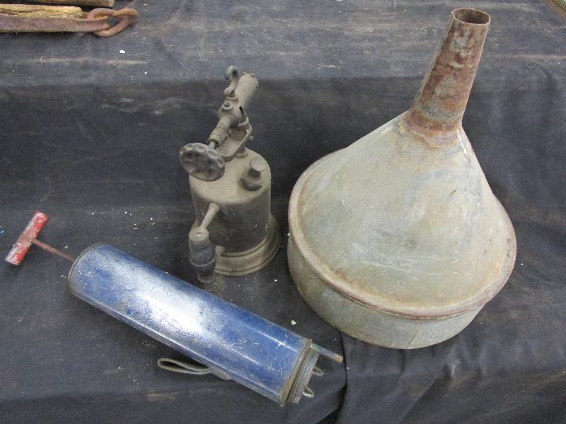 lot 104 image: Large Butler Funnel, Torch and more