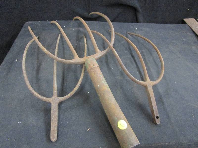 lot 110 image: 3-Old Pitchfork Heads
