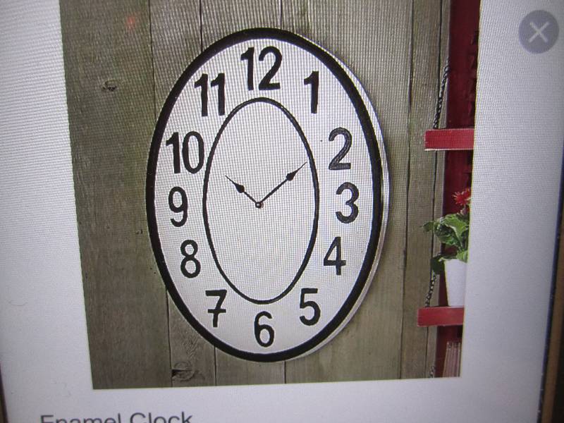 Large Metal Enamel Wall Clock 23.5...