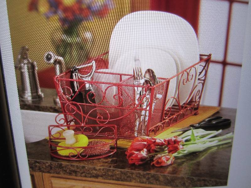 Metal Scroll Dish Drainer and Spong...