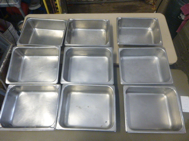 lot 16 image: 9 Stainless Steel Steam Pans