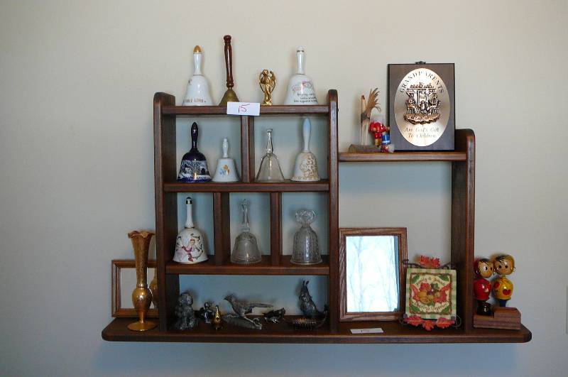 lot 15 image: Bells, Wooden Rack, Vase, Wooden Bobble Heads
