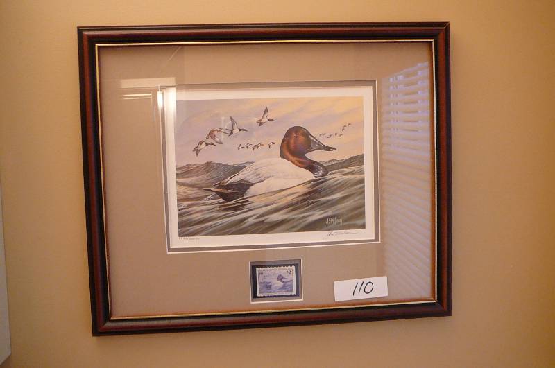lot 110 image: Quarts Clock,  Duck Wall Print  Waterfall Stamp