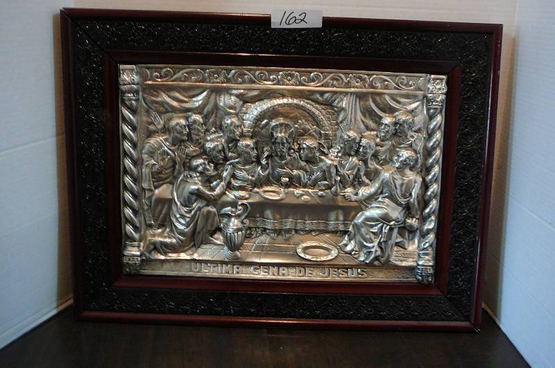 lot 162 image: The Last Supper Framed Metal Art Work