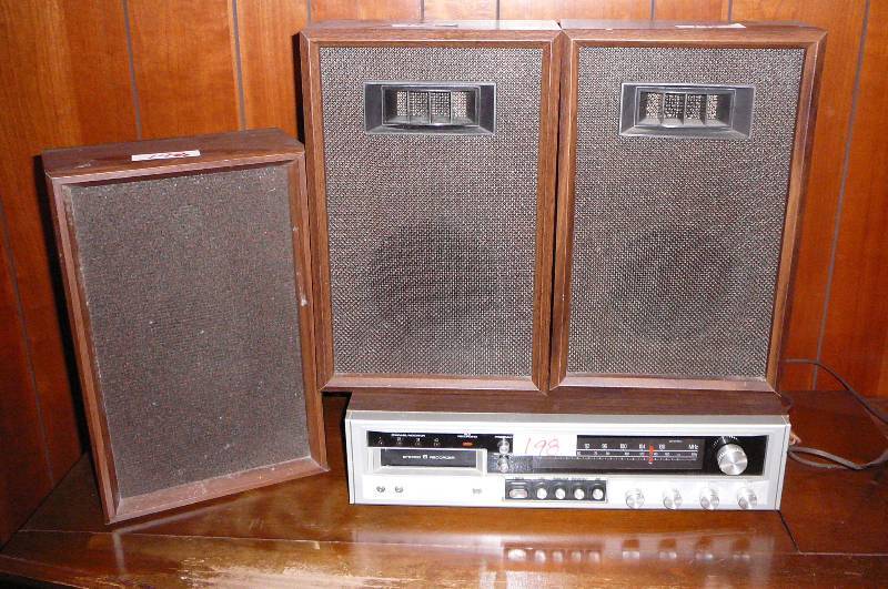 lot 198 image: Lloyds AMFM8 Track Stereo Wood Boxed Stereo Speakers