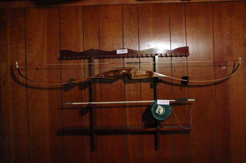 lot 199 image: Bear Recurve Bow-Grissley With Fishing Arrow, Real, & Rack Holder