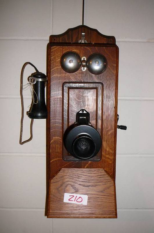 lot 210 image: Antique Oak Wall Telephone