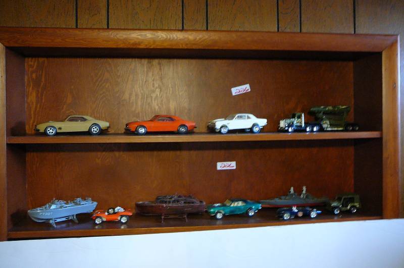 lot 226 image: Buddy L Jeep Plastic, Special Force, Model Cars, USS Arizona BB39, Chris Craft Boat Replica