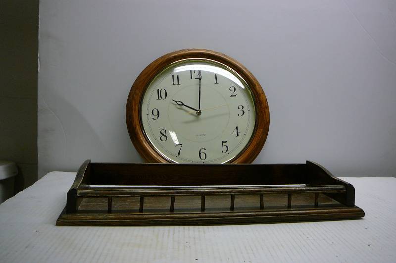 lot 335 image: Wall Clock, Wooden tray