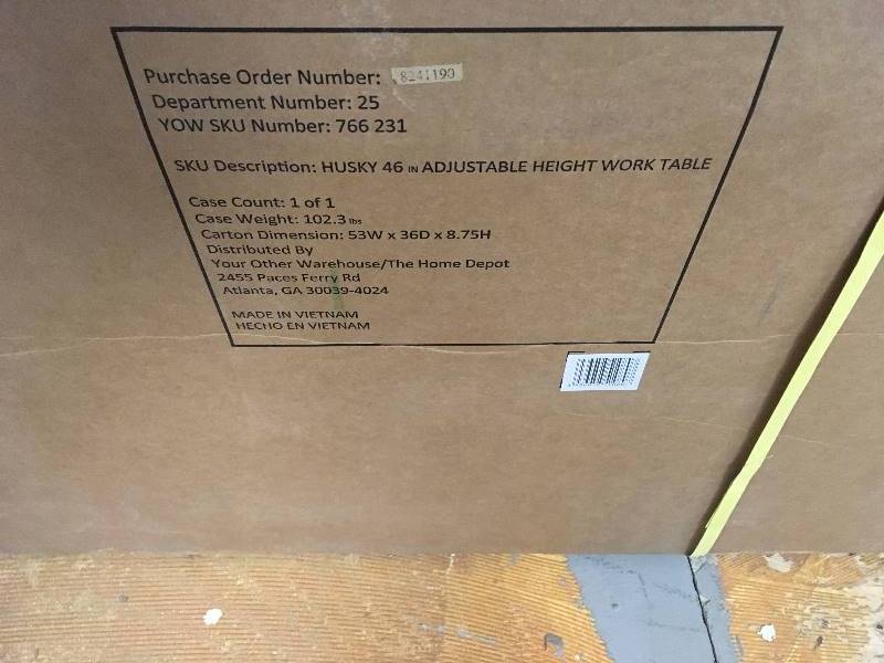 Husky 46 in. Adjustable Height Work Table not used