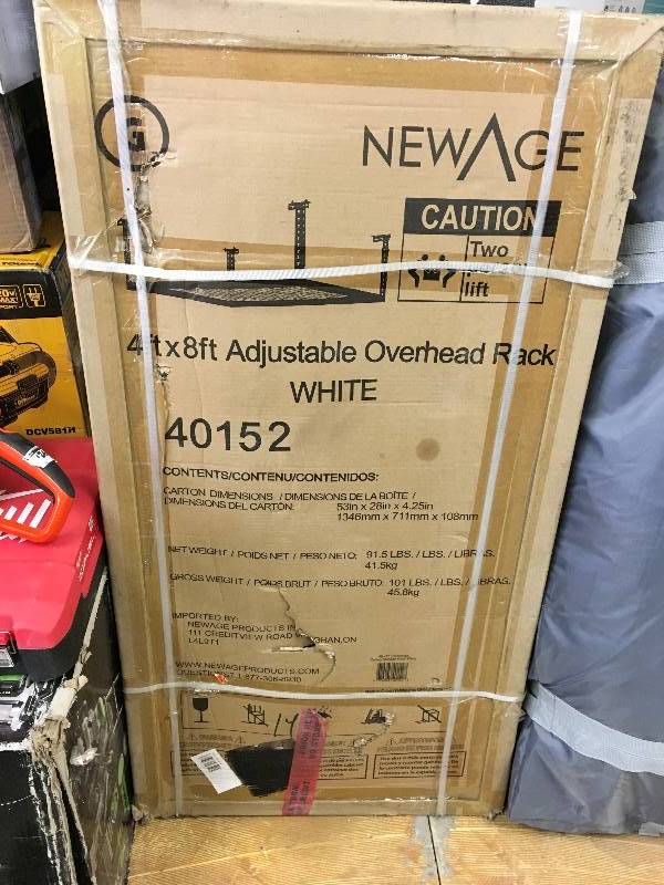 NewAge 4ft x 8ft Adjustable Overhead Rack in White new