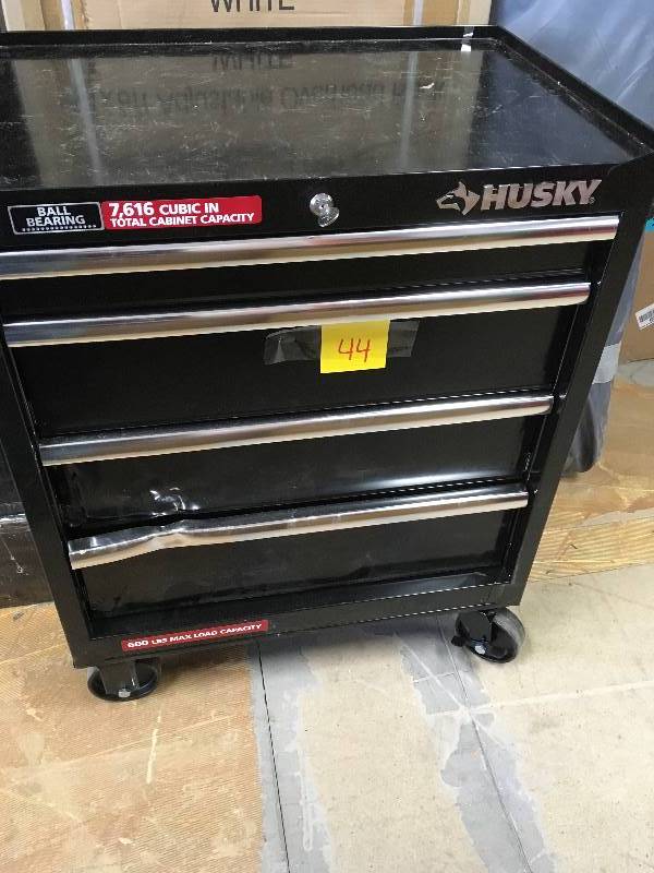 Damaged- Husky 27 in. W 4 -Drawer Tool Cabinet in Black