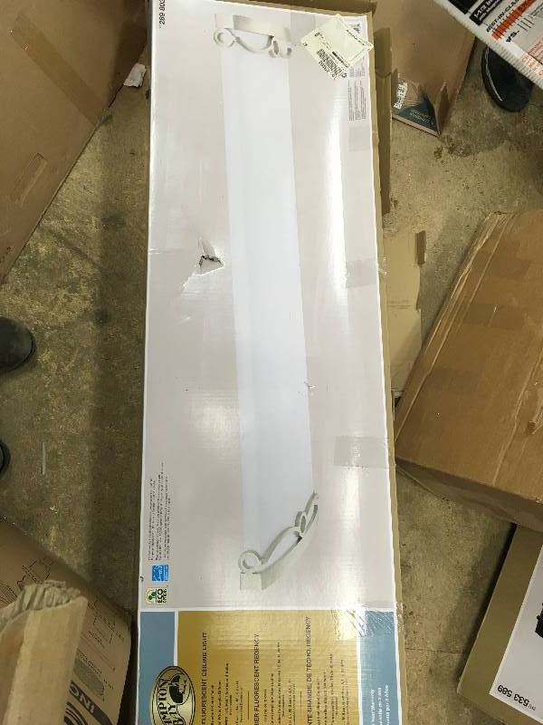 Hampton Bay Regency Large Fluorescent Ceiling Light Brushed Nickle Finish  Satin White Acrylic Deffuser new