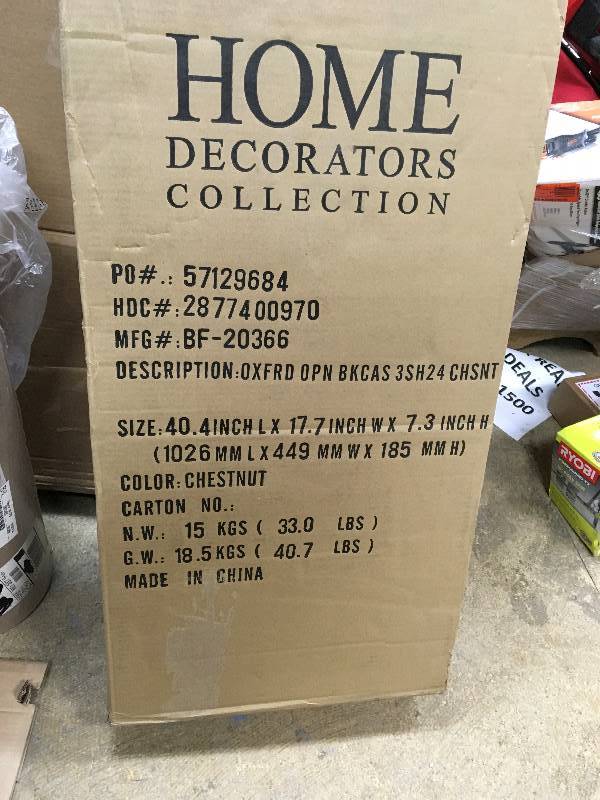 HomeDecorators Collection  Oxford Open Book Case 3 Shelf- Chestnut not used