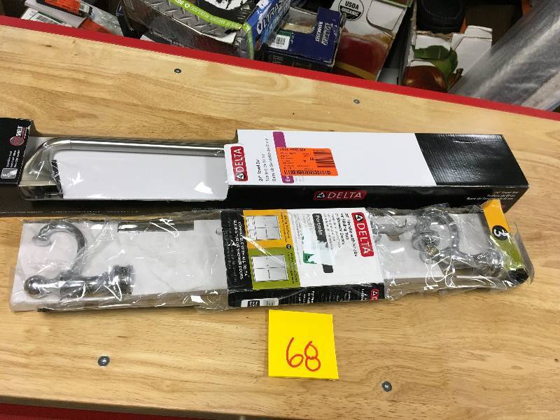 Delta  24 Towel Bar and Delta 20 Handle with Knobs for Sliding  Tub or Shower Doors not used