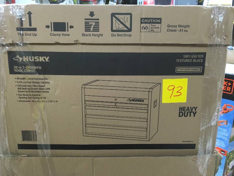 Husky 26 in. 5-Drawer Tool Chest, Textured Black open box never used