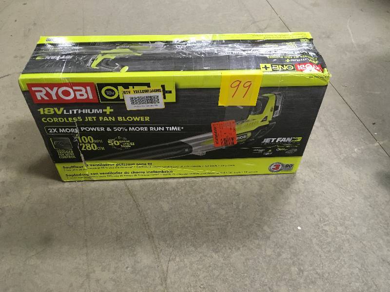 Ryobi ONE 100 MPH 280 CFM Variable-Speed 18-Volt Lithium-Ion Cordless Jet Fan Leaf Blower  Battery and Charger Included in working conditions