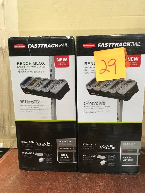 Rubbermaid Fasttrack Bench Blox with 5 Removable Bins- Lot of 2 new