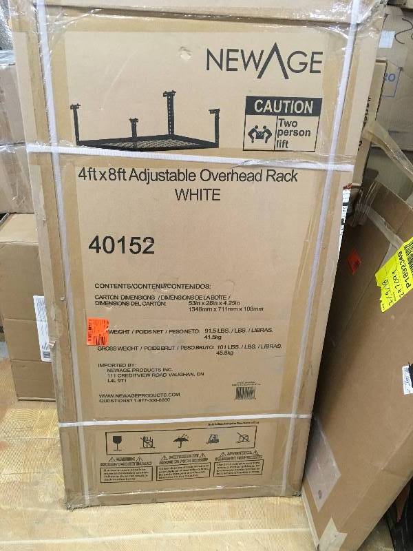 NewAge 4ft x 8ft Adjustable Overhead Rack in White